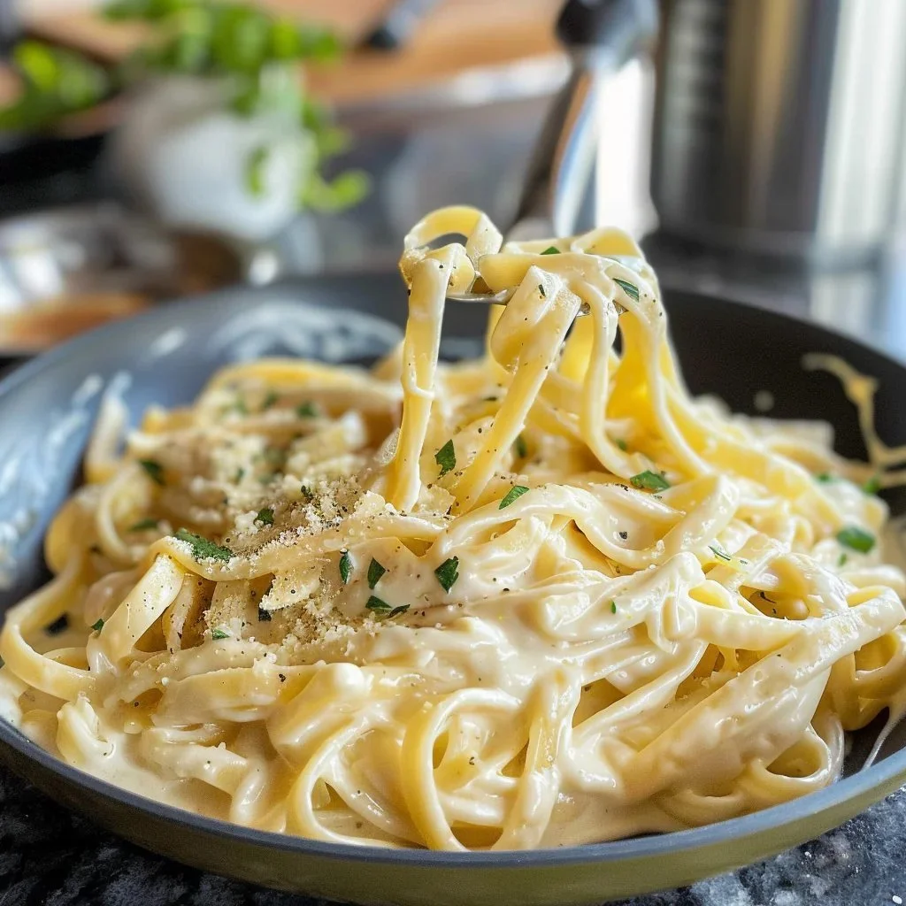 Delicious homemade Alfredo Sauce in a bowl ready for pasta.