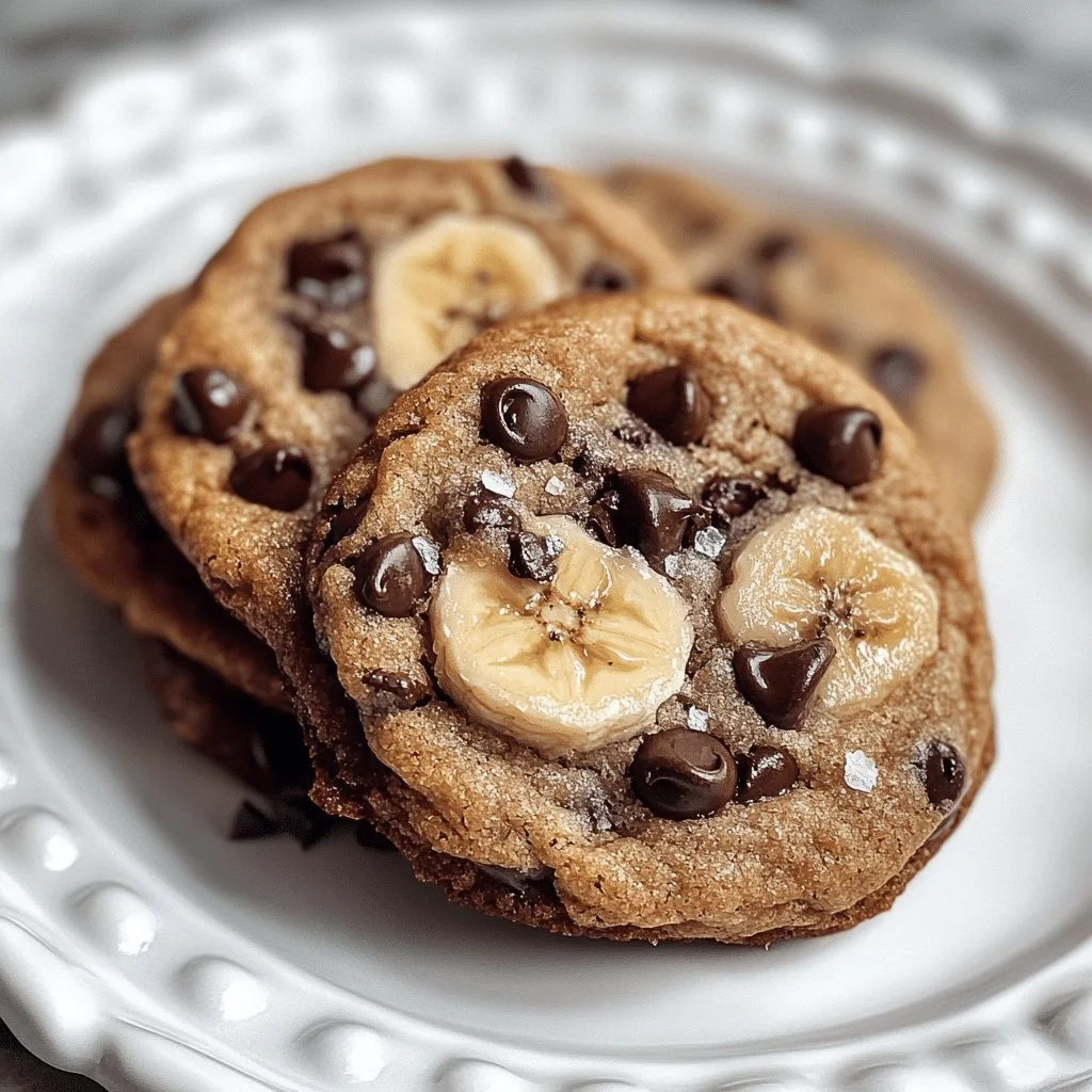 Freshly baked banana chocolate chip cookies on a cooling rack