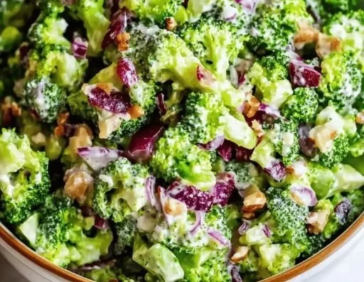 Delicious broccoli salad with fresh ingredients and vibrant colors