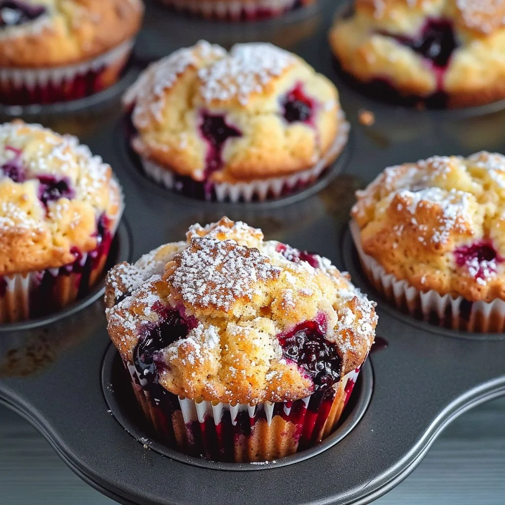 Delicious homemade mulberry muffins fresh out of the oven