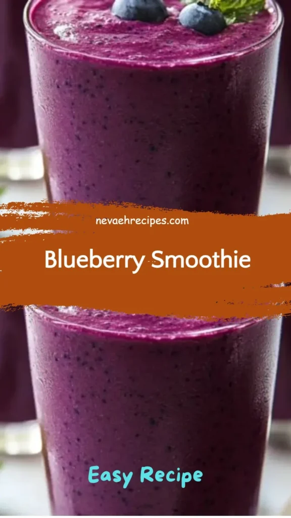 Delicious and nutritious blueberry smoothie in a glass with fresh blueberries