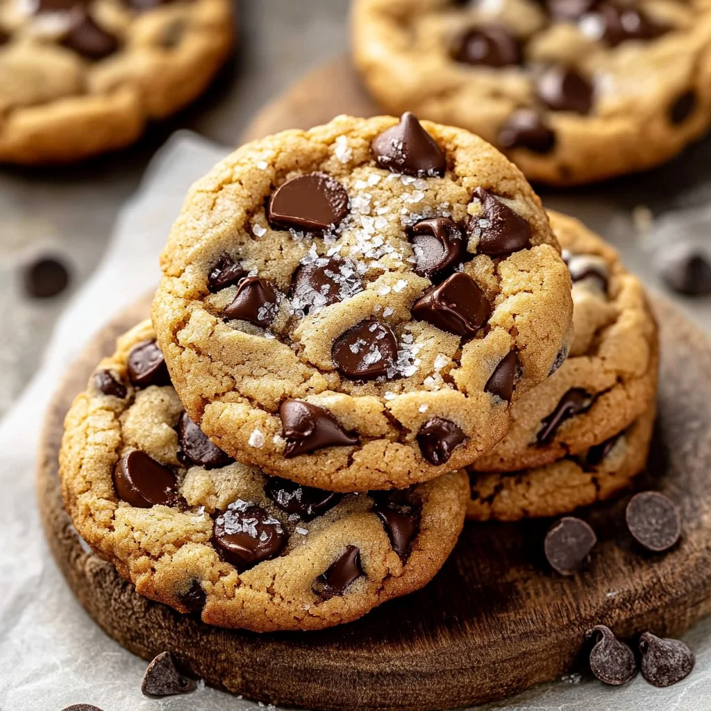 Delicious brown butter chocolate chip cookies on a baking tray
