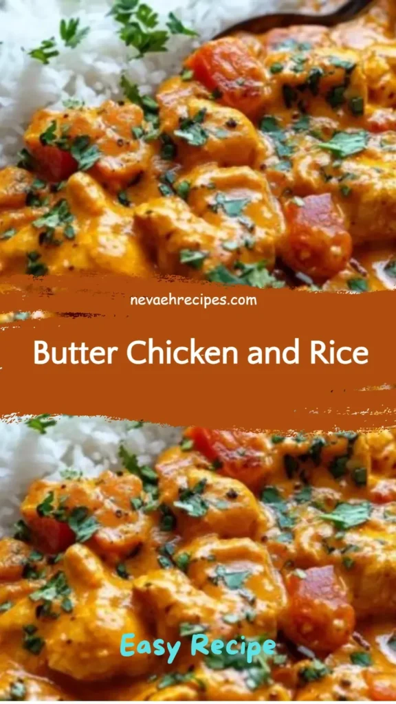 Delicious Butter Chicken served with fluffy rice, a classic Indian dish.