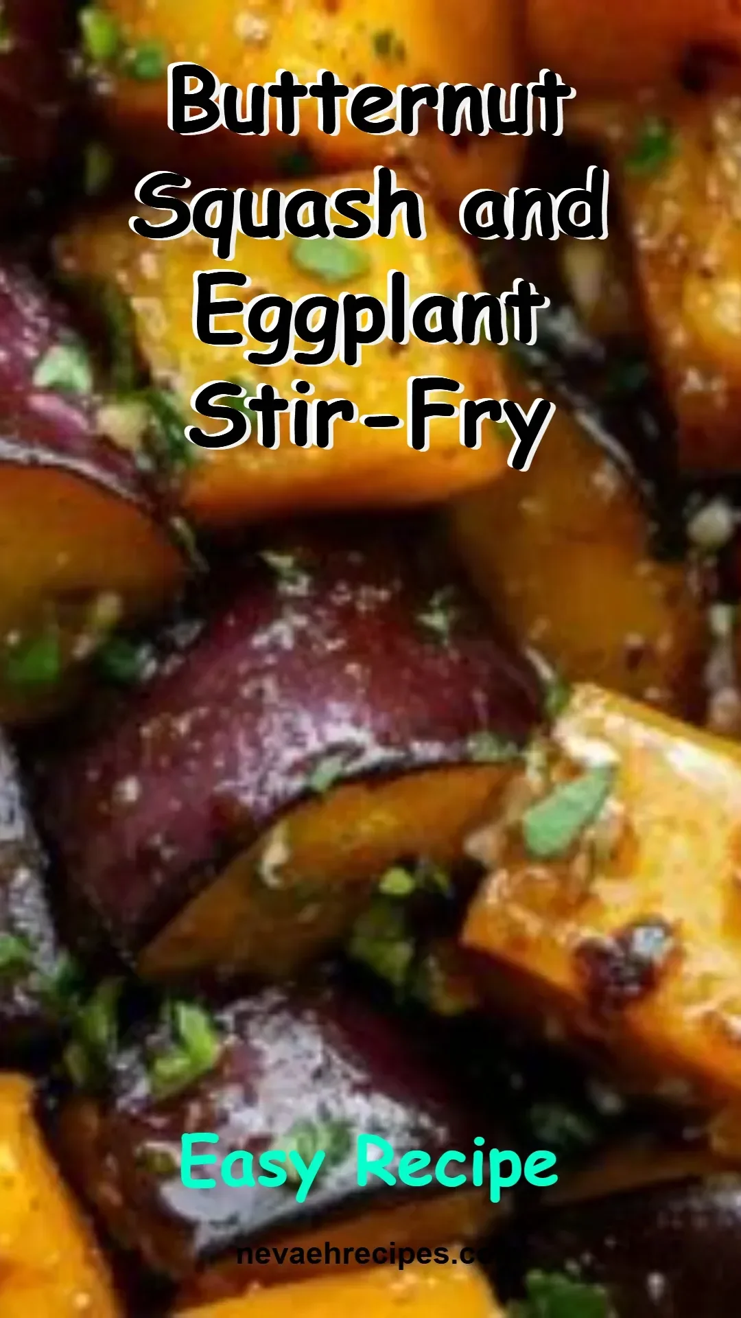 Butternut squash and eggplant stir-fry dish served in a bowl