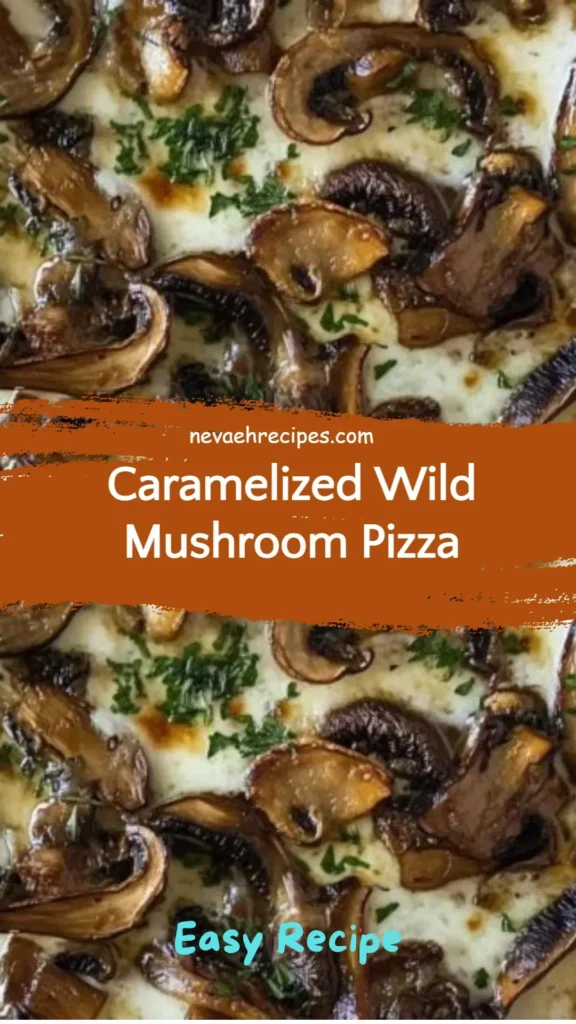 Delicious caramelized wild mushroom pizza topped with fresh herbs and cheese.