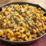 Cheese Steak Hamburger Helper dish ready to serve