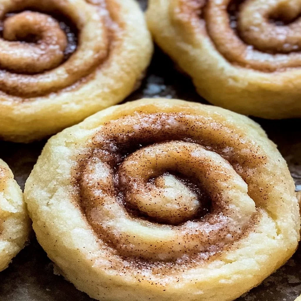 Delicious homemade Cinnamon Roll Cookies with icing and a sprinkle of cinnamon.