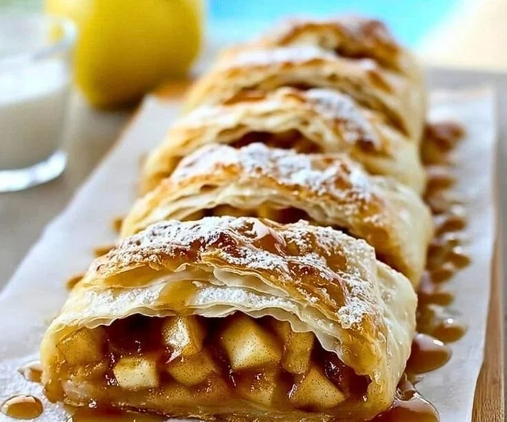 Classic Apple Strudel with spiced apple filling in flaky pastry