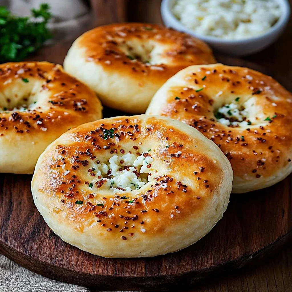 Freshly baked cottage cheese buns on a wooden table