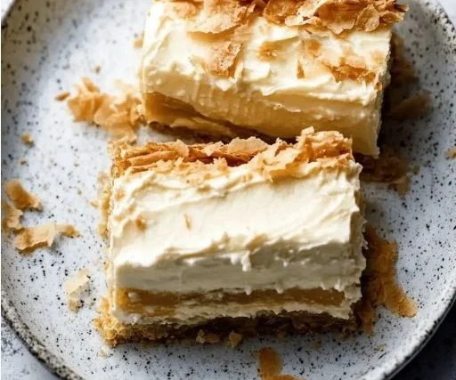 Delicious cream slice dessert with rich layers of cream and cake.
