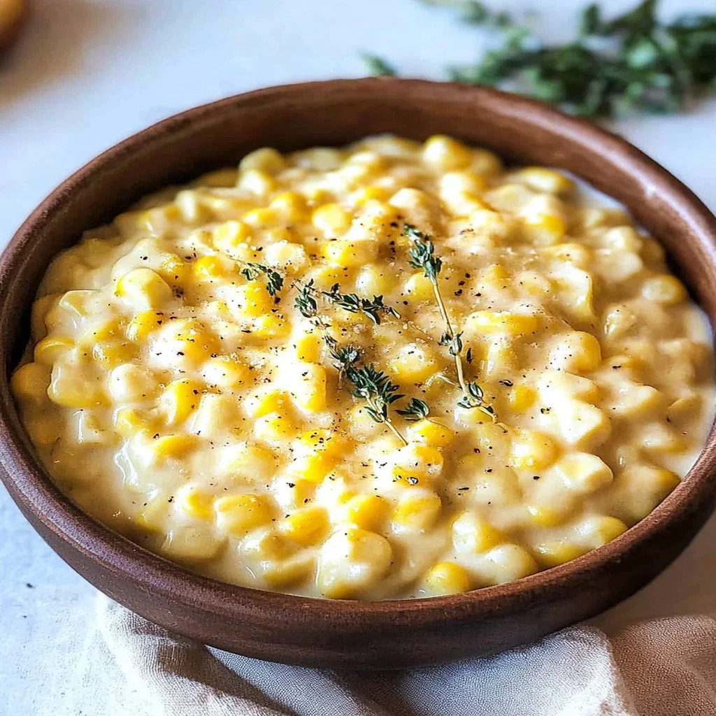 Delicious bowl of homemade creamed corn served as a side dish