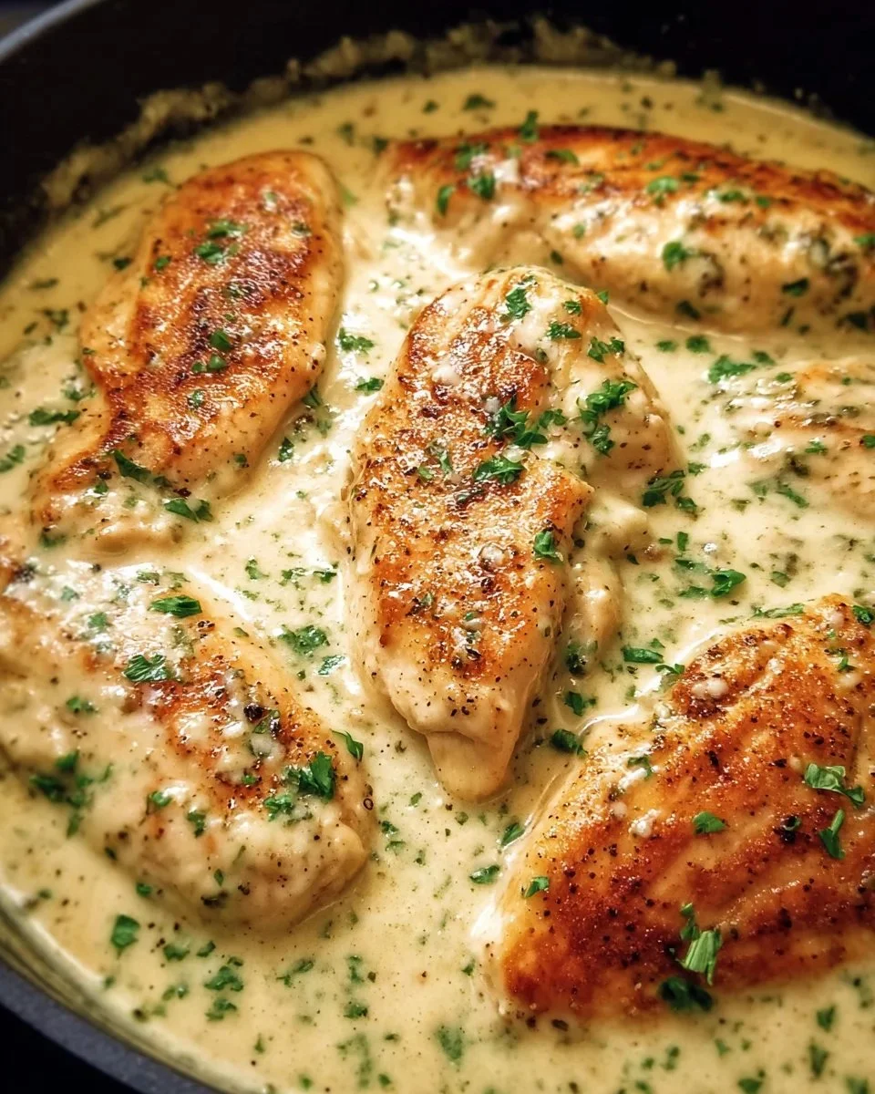 Creamy crock pot ranch chicken dish served with vegetables and herbs