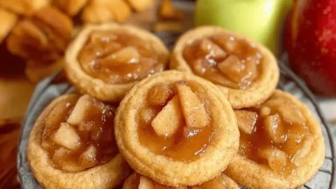 Delicious apple pie snickerdoodles topped with caramel drizzle
