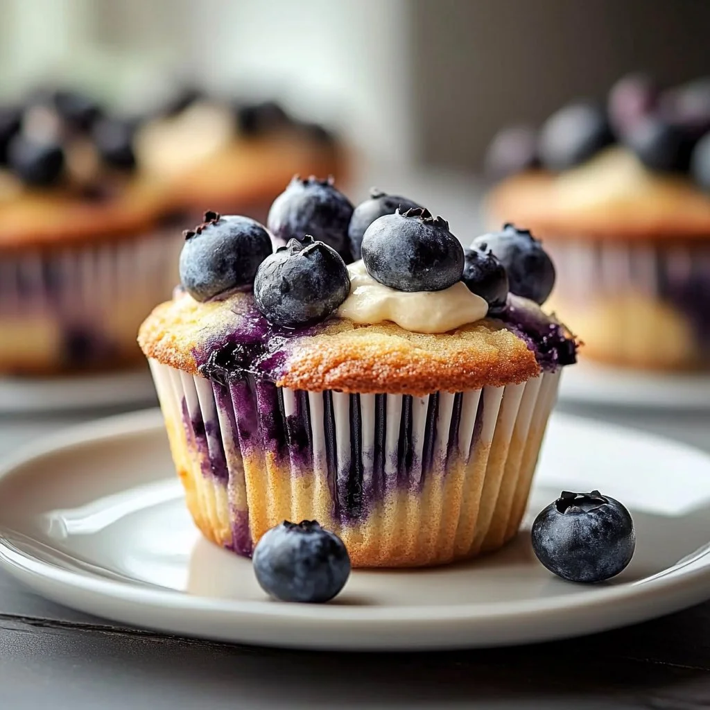 Delicious blueberry muffin cake with fresh blueberries on top
