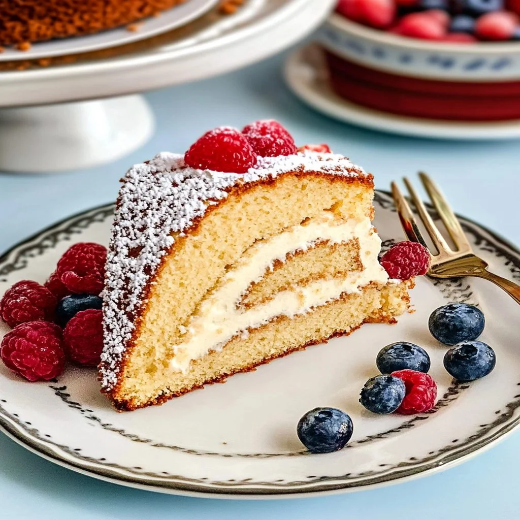 Delightful fluffy cake served on a plate with a slice cut out