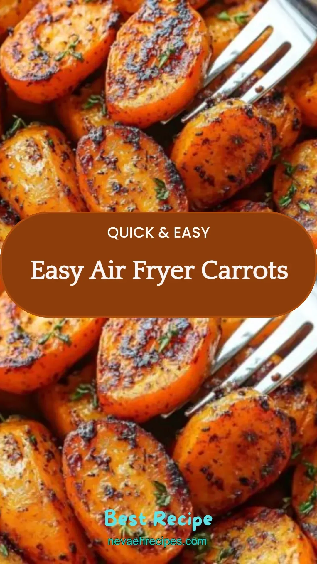 Crispy air fryer carrots served in a bowl garnished with herbs