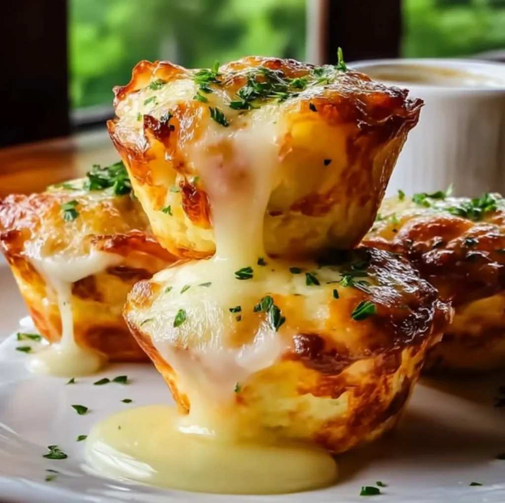 Delicious easy cheesy mashed potato puffs fresh out of the oven