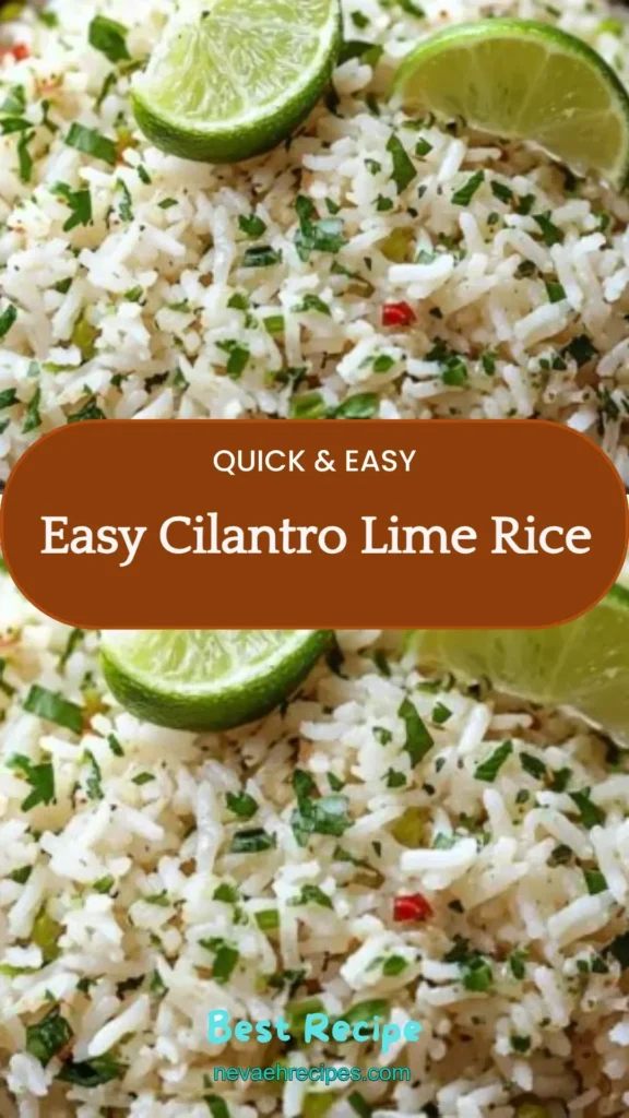 Bowl of easy cilantro lime rice garnished with lime and cilantro