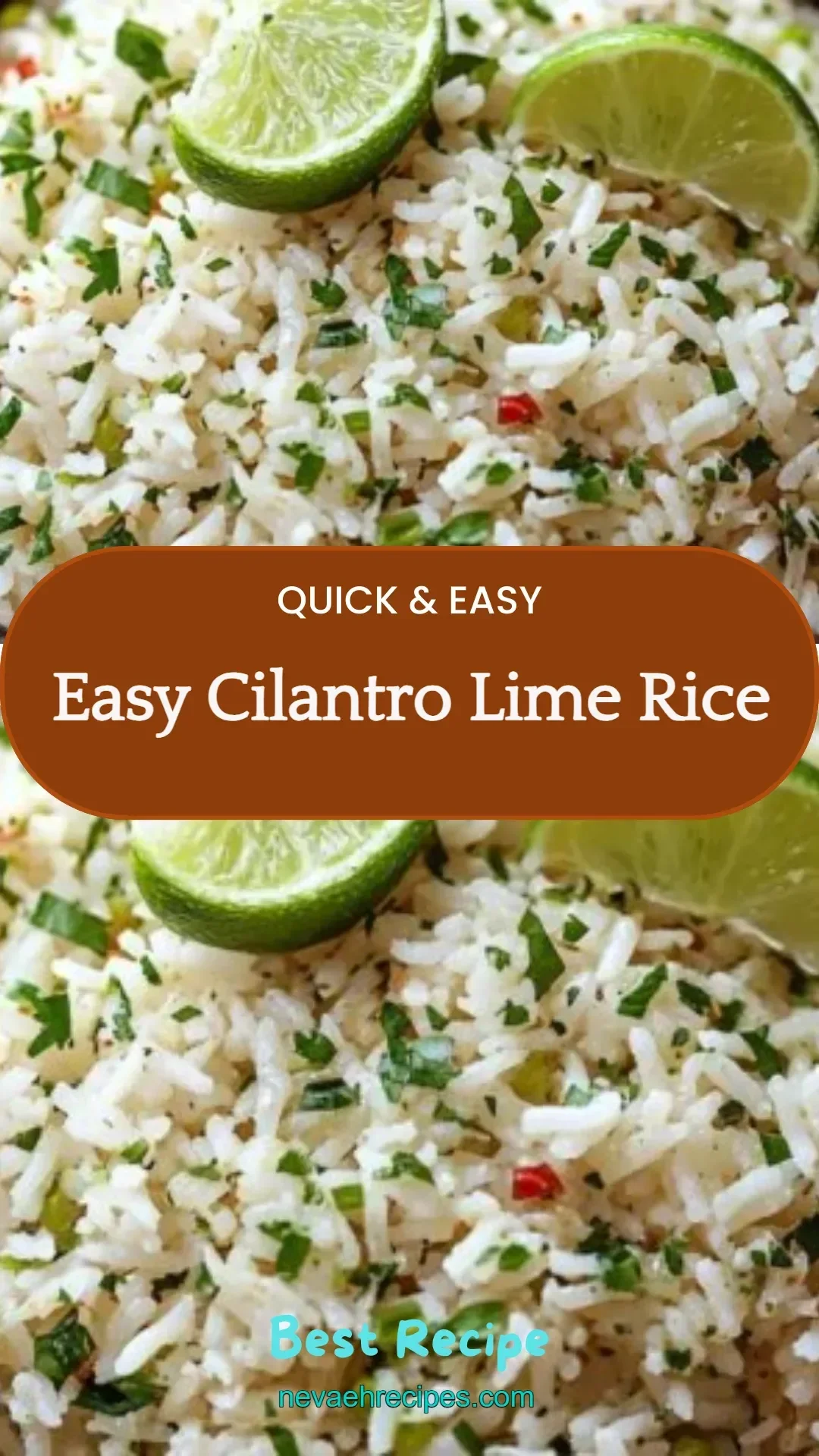 Bowl of easy cilantro lime rice garnished with lime and cilantro