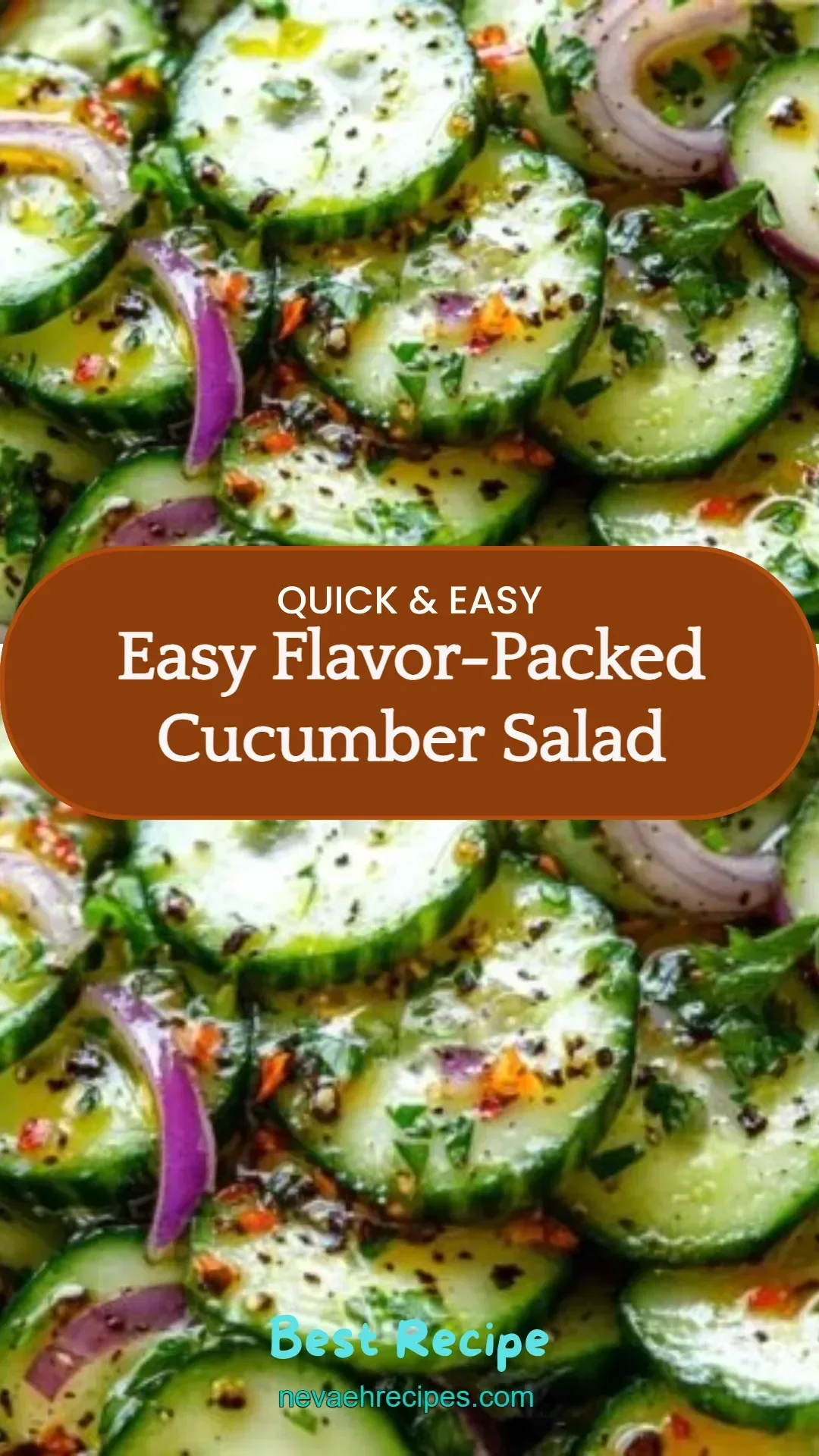 Fresh cucumber salad with herbs and spices in a bowl