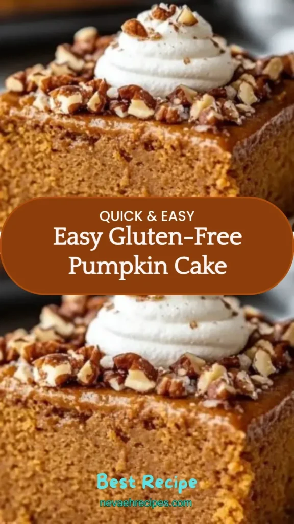 Delicious easy gluten-free pumpkin cake topped with cream cheese frosting