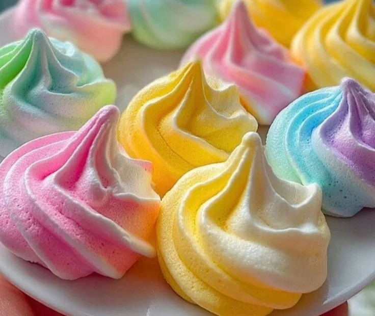 Delicious and colorful easy Jello Meringue Cookies displayed on a plate