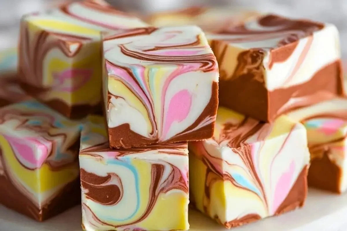 Delicious easy marshmallow swirl fudge with creamy layers and chocolate