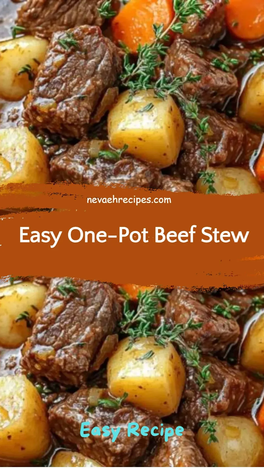 Bowl of delicious easy one-pot beef stew with vegetables and herbs