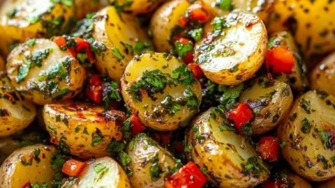 Flavor-packed chimichurri potato salad served in a bowl