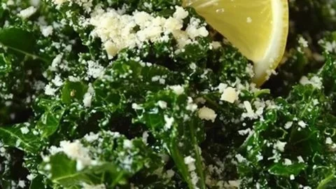Fresh Lemon Parmesan Kale Salad with vibrant greens and zesty dressing