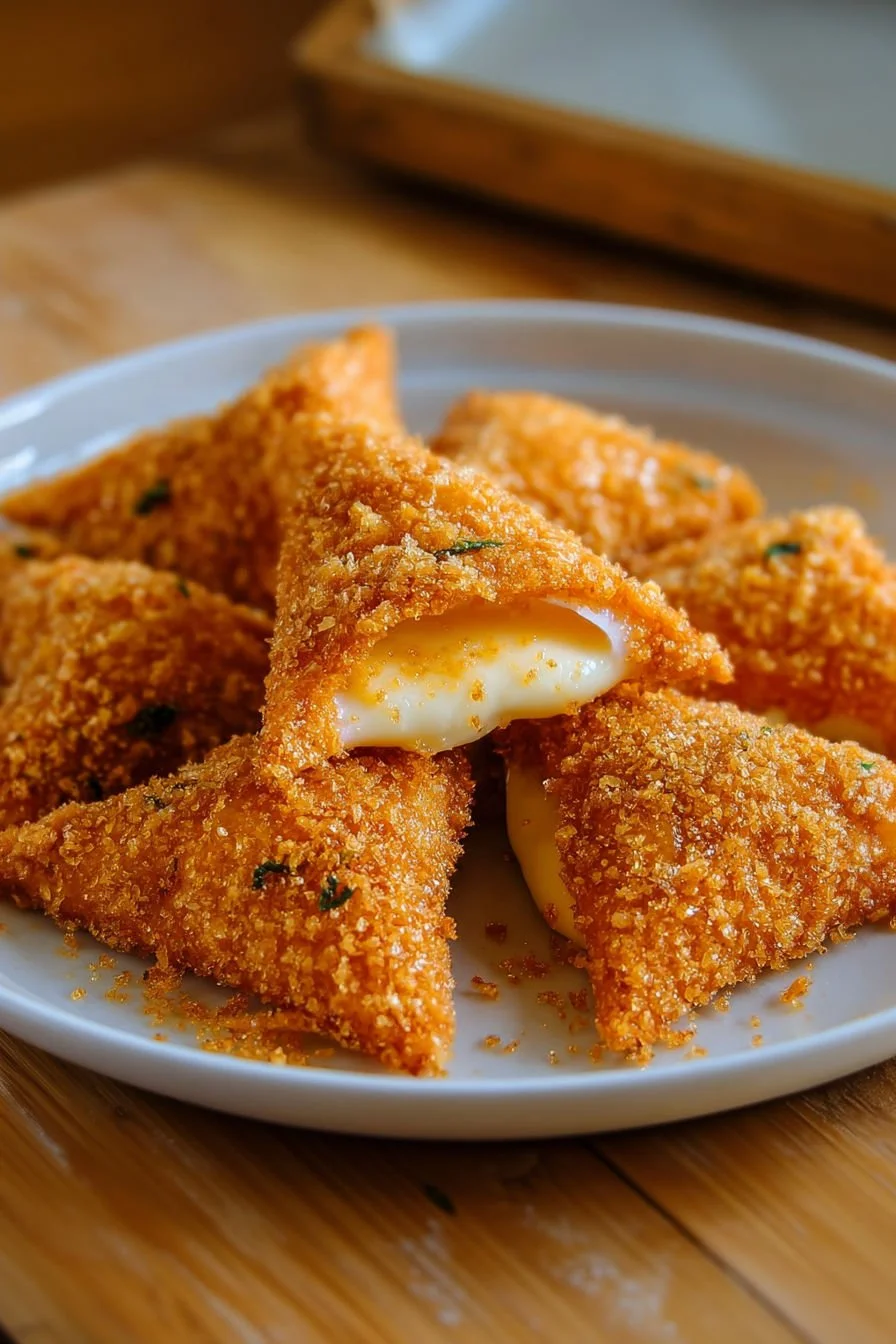 Plate of Fried Cheese Stuffed Doritos with melted cheese and crispy exterior