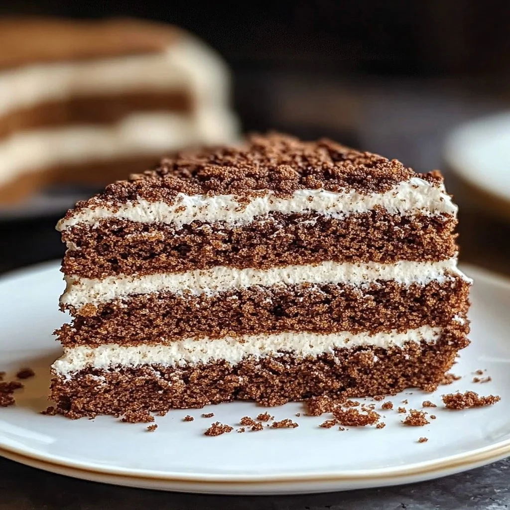 Delicious gingerbread cake decorated with frosting on a festive plate
