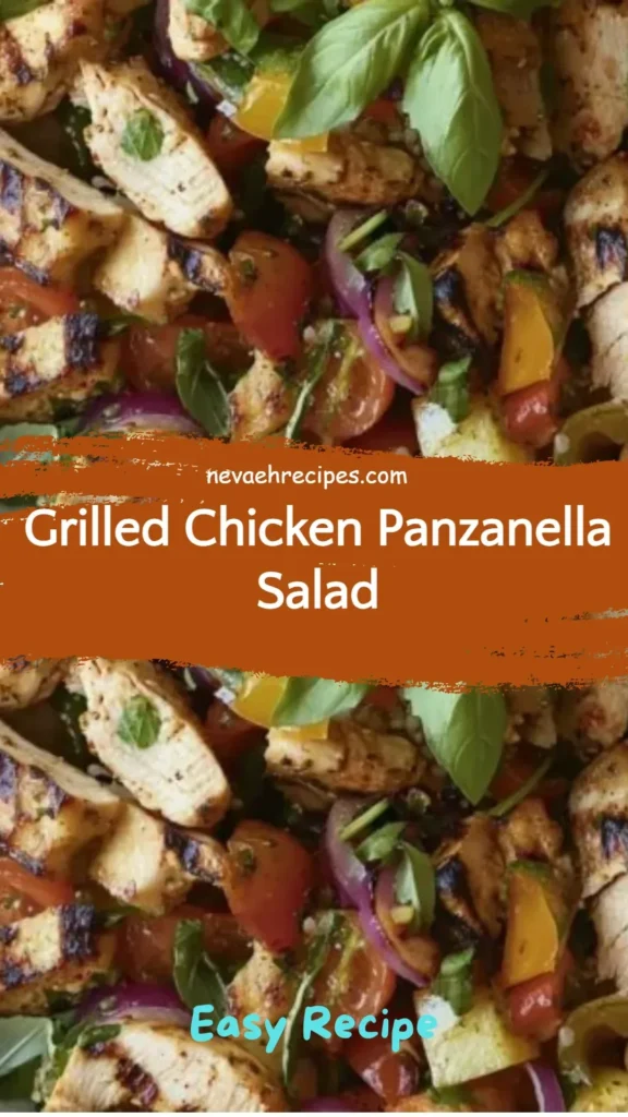 Delicious Grilled Chicken Panzanella Salad with fresh vegetables and herbs