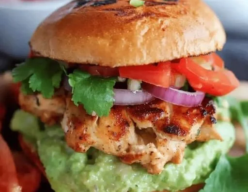 Healthy chicken burger made with lean meat and fresh vegetables for a nutritious meal.