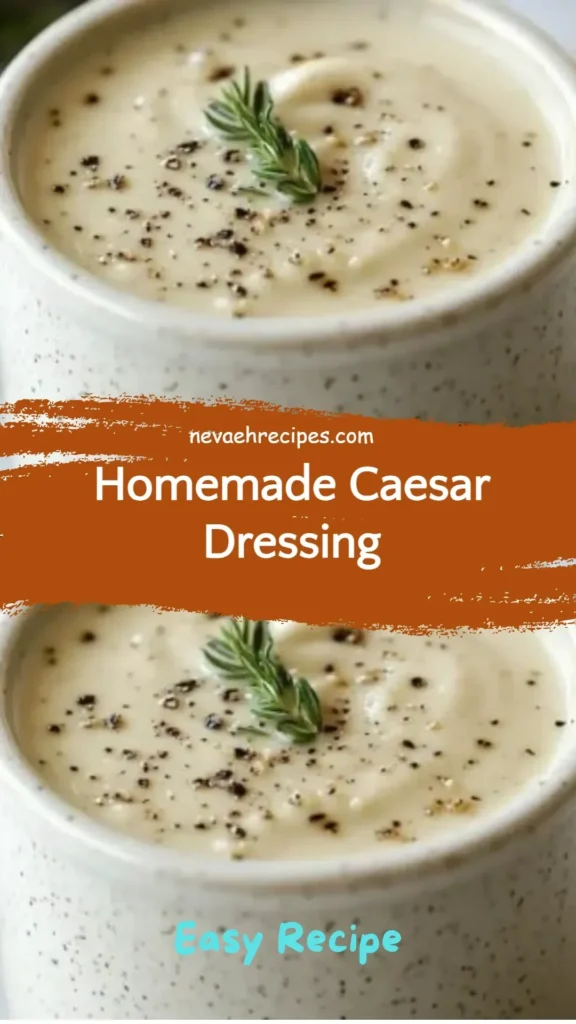 Bowl of creamy homemade Caesar dressing with fresh ingredients