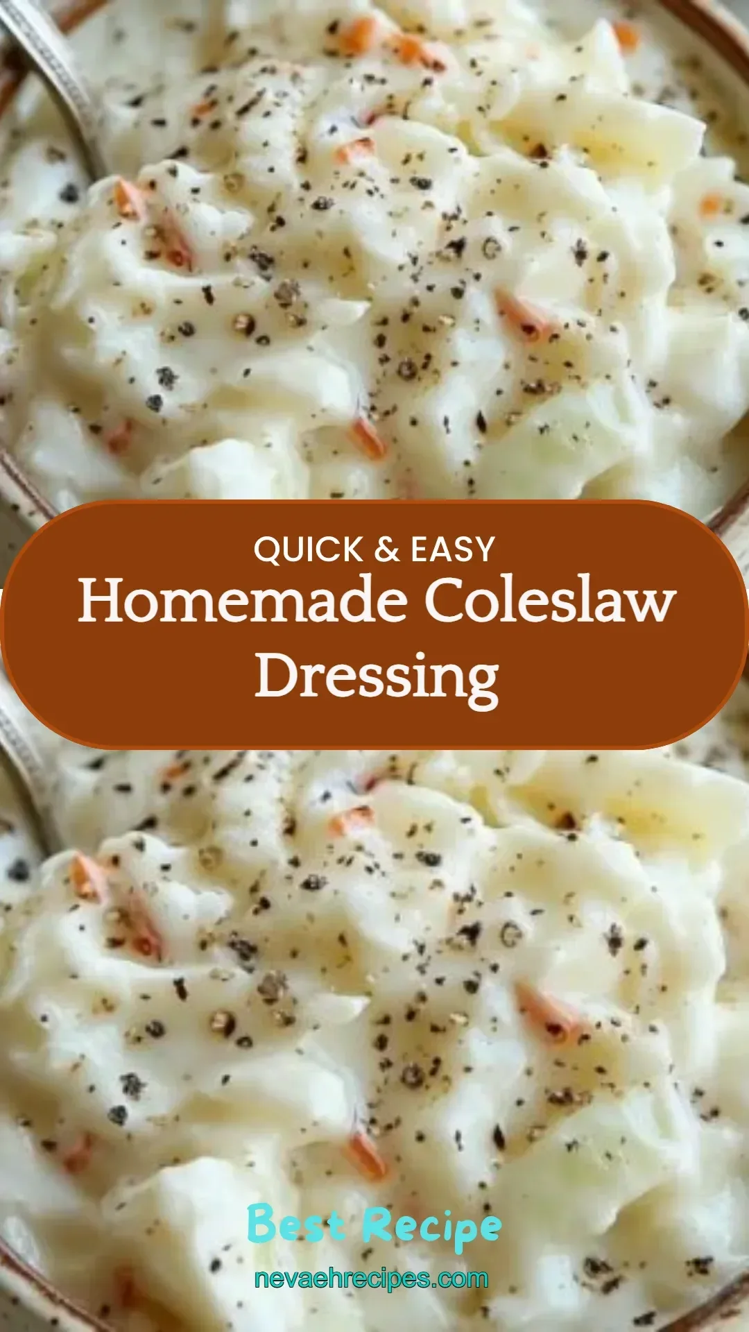 A delicious bowl of homemade coleslaw dressing ready to be added to fresh salads