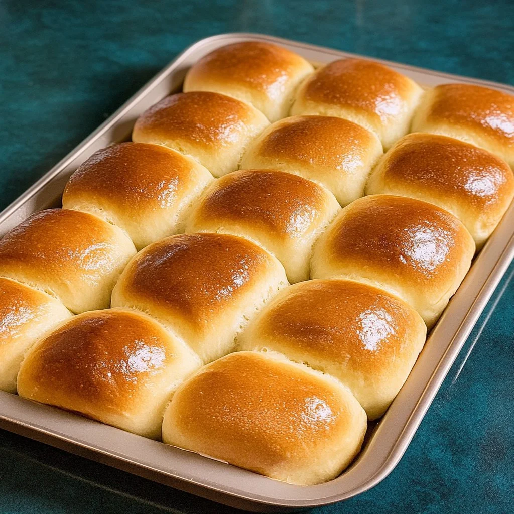 Freshly baked homemade dinner rolls on a rustic table