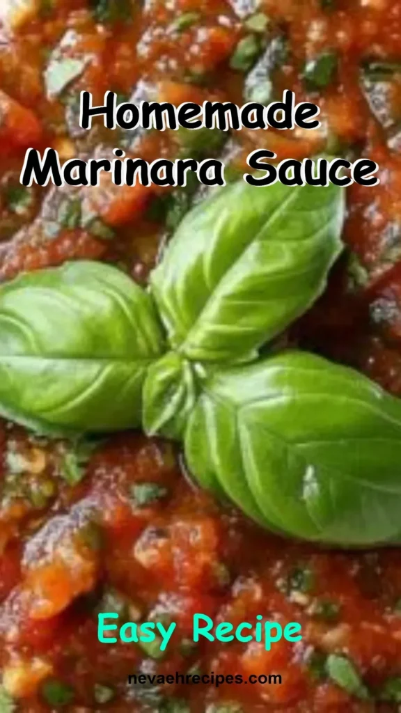 Homemade marinara sauce in a bowl with fresh herbs and garlic