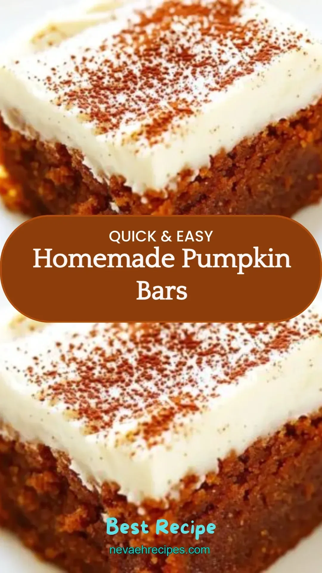 Delicious homemade pumpkin bars topped with cream cheese frosting