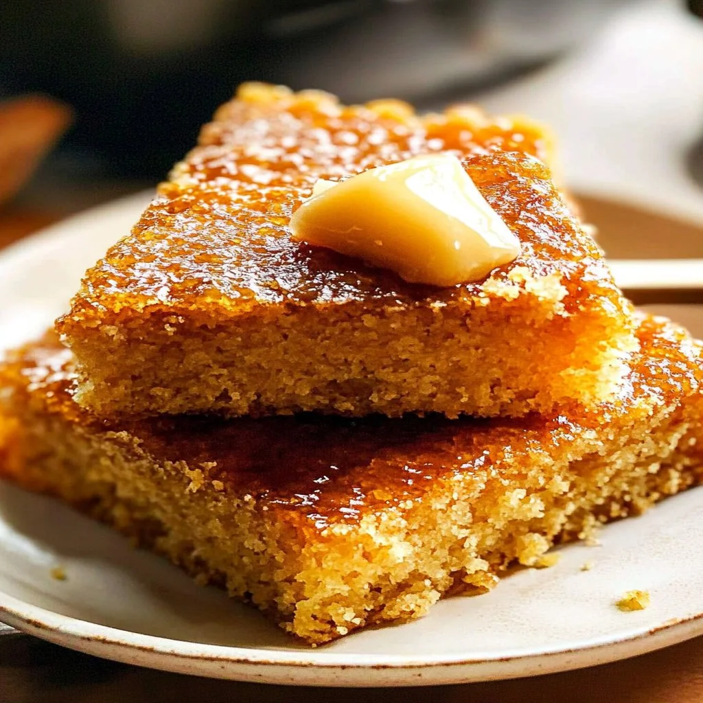 Delicious and fluffy Honey Butter Cornbread served warm