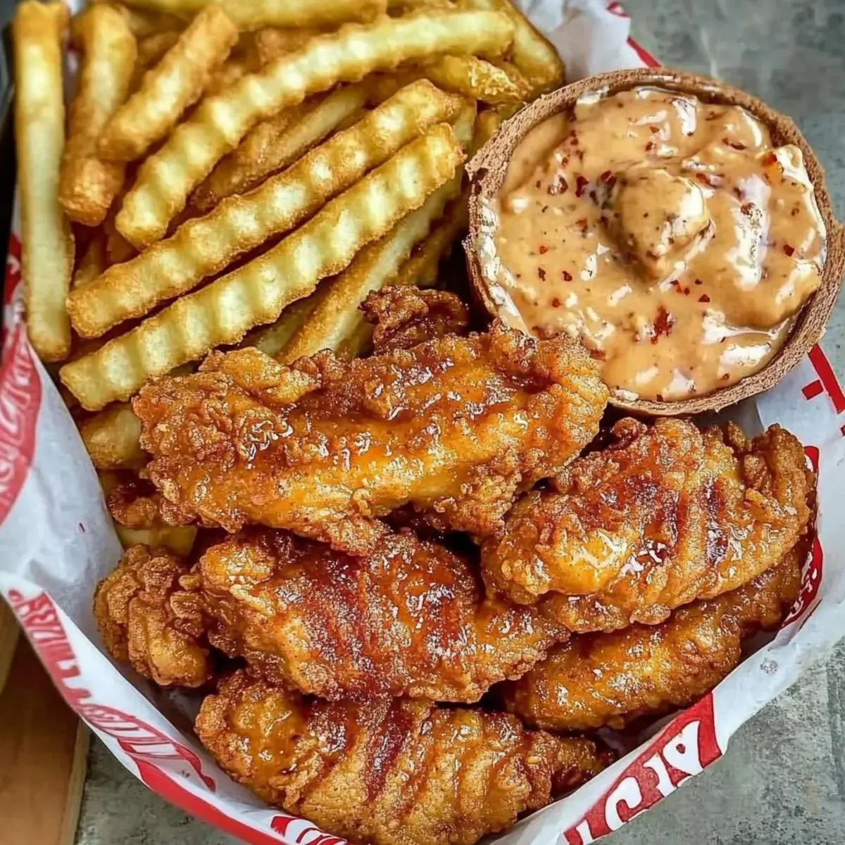 Homemade copycat Cane's chicken tenders recipe with juicy chicken and crispy coating.