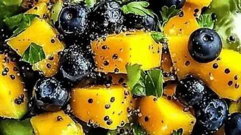 Colorful Mango Cucumber Salad with diced mango and cucumber in a bowl