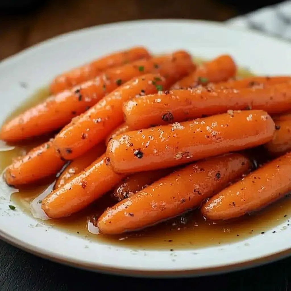Maple and brown sugar glazed carrots in a serving bowl