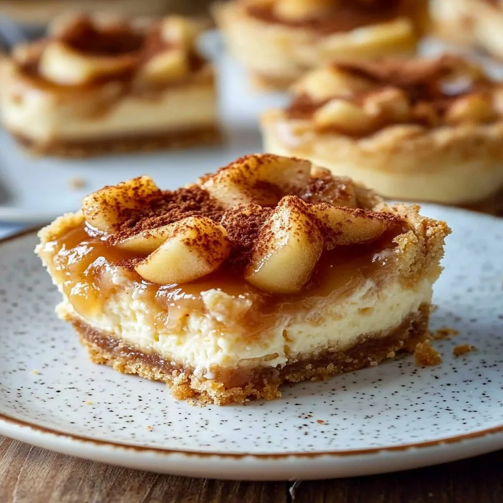 No-bake apple pie cheesecake with creamy layers and apple topping