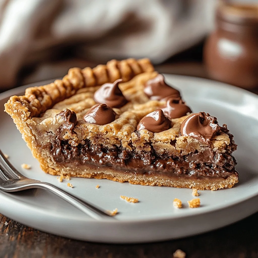Delicious Nutella stuffed cookie pie with melted chocolate filling