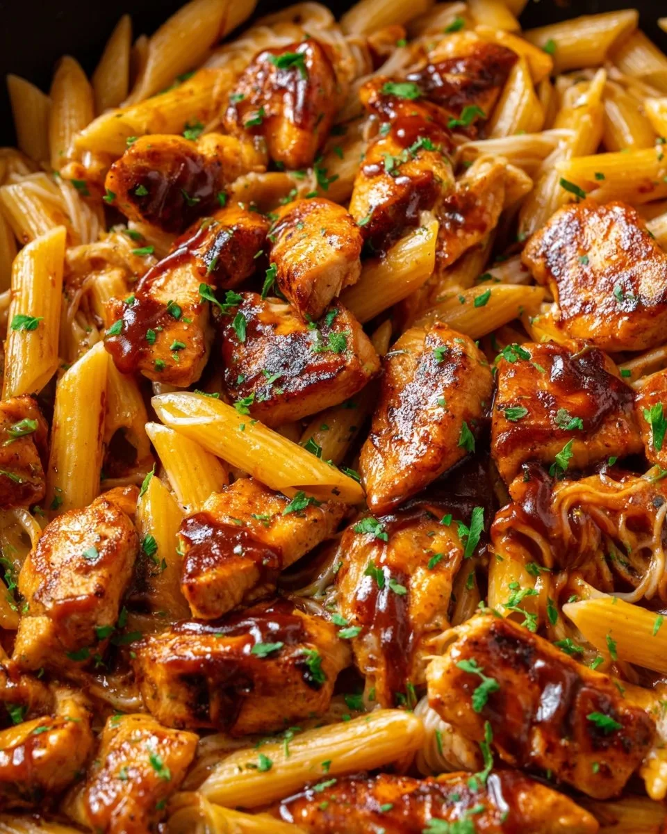 One-Pan Tangy Honey BBQ Chicken served on a plate with vibrant vegetables.
