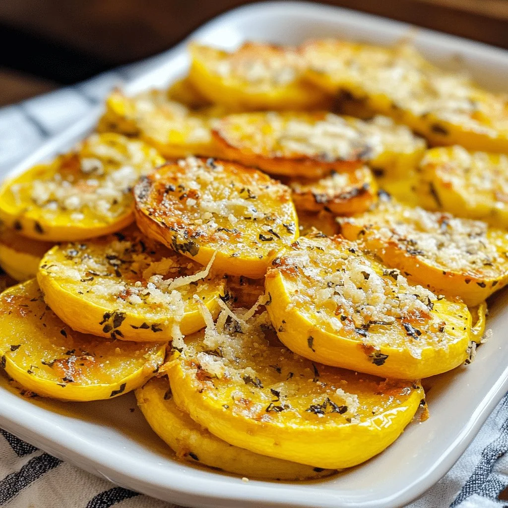 Parmesan Baked Yellow Squash garnished and ready to serve