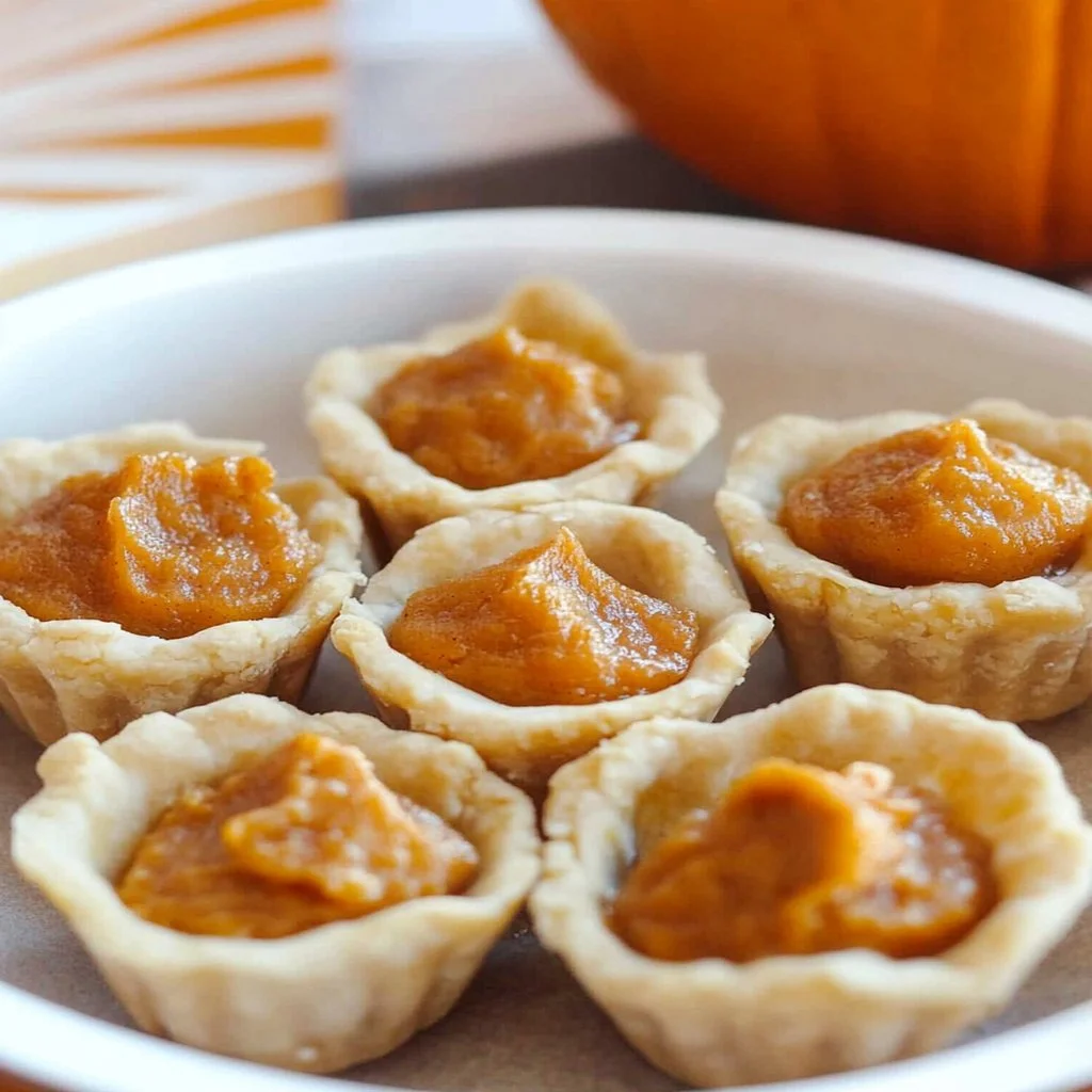 Delicious pumpkin pie bites on a white plate, garnished with whipped cream.