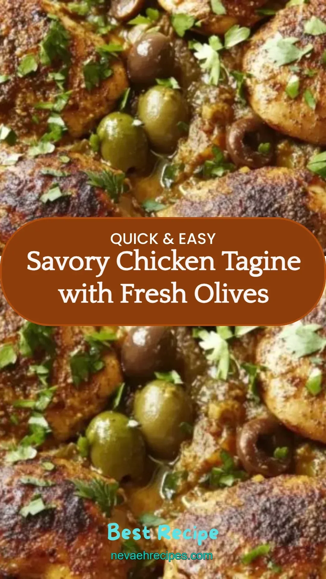 Savory chicken tagine with fresh olives served in a traditional Moroccan dish