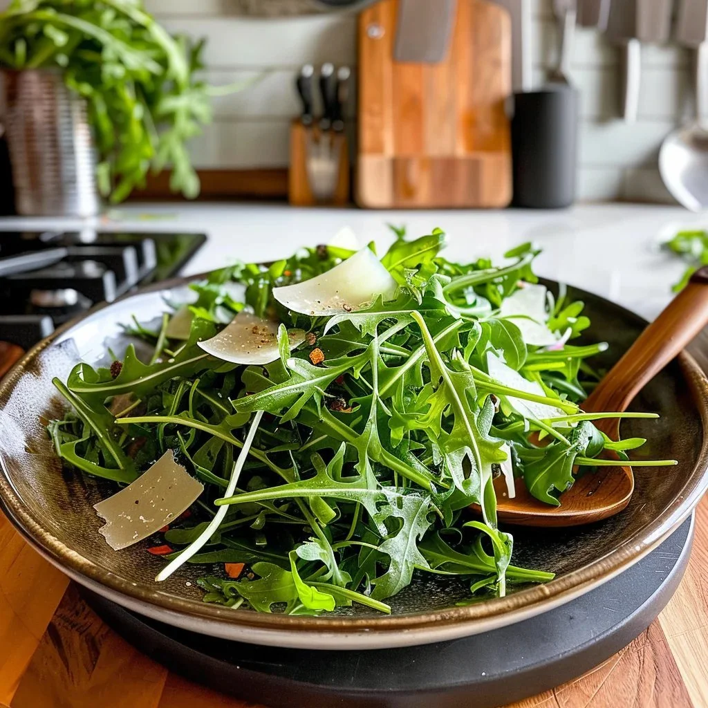 Simple and flavorful arugula salad with fresh ingredients